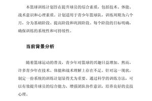 篮球年度训练计划1000字